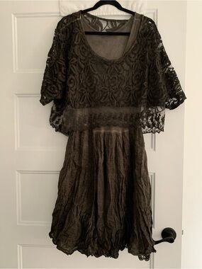 Midi Dress with Floral Lace Cropped Top Made In Italy Size Small
